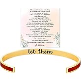 BlingNook Let Them Motivational Color Bangle, Stainless Steel Self Worth Inspirational Cuff Bracelets with Hidden Message Engraved Friendship Bracelet Jewelry Gift for Women Sorority Sisters Friends