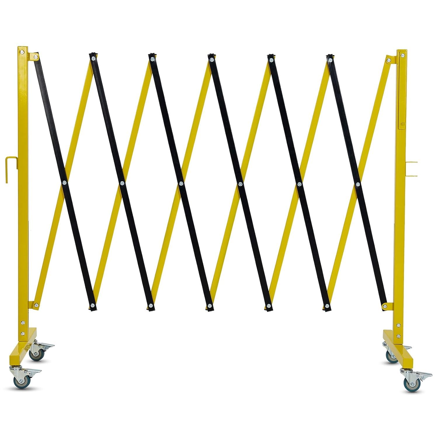 Photo 1 of 11 FT Metal Expandable Barricade?Retractable Traffic Fence With Casters, Portable Barricade Gate for Construction Area, Traffic Control, Cordon  ALL BLACK 