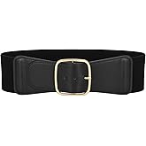 JASGOOD Women Elastic Wide Belt Ladies Stretchy Waist Belt with Square Buckle for Dress