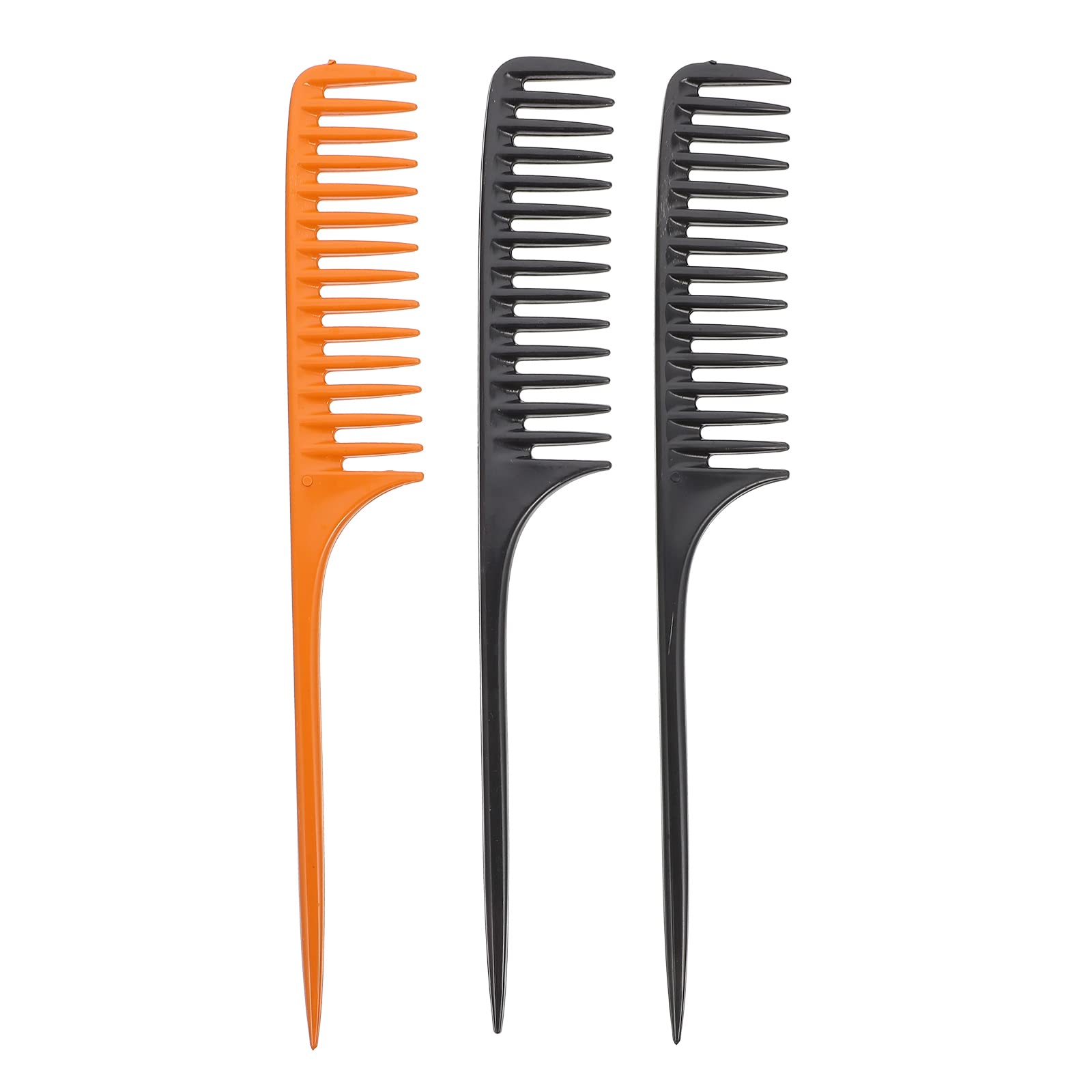 FRCOLOR 3Pcs Wide Tooth Hair Combs Set with Pointed Tail Handle 10.2 Inch Thickened Styling and Detangling Haircutting Comb for Men and Women