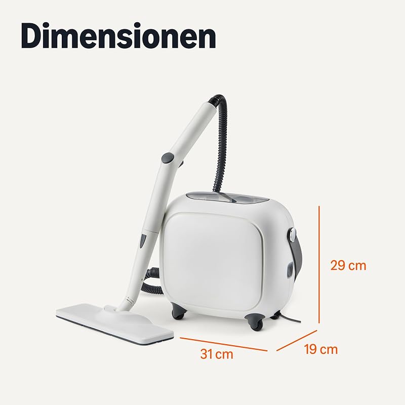 Mehrzweck-Dampfreiniger, 1500W, 1,5-l-Tank, 22 Zubehörteile, 5,5-m-Kabel, für Haushalt mit Haustieren, Weiß