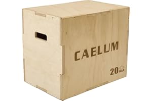 CAELUM 3-in-1 Wood Plyo Box - Non-Slip Plyometric Jump Box for Home & Gym, 400lbs Bearing Fitness Launch Box for Jumping Squats Step-ups Strength Training