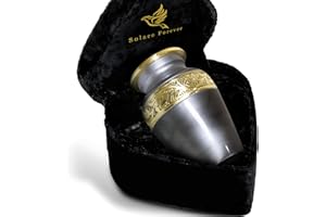 SOLACE FOREVER Small Urn for Ashes Adult Male & Female - Miniature Urns for Human Ashes Keepsake - Cremation Memorial Keepsakes for Mom & Dad - Decorative Mini Urns (Gray, Small)