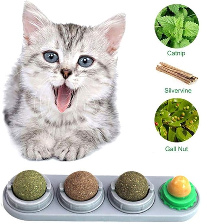 Volwco Catnip Treats for Cats Rotatable Natural Catnip Ball Toys