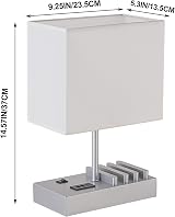 Briever USB Bedside Table Lamp with 3 USB Ports Silver Wood Base view 8