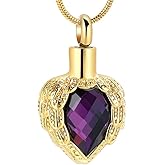 memorial jewelry Gold Angel Wings Glass Heart Urn Pet/Human Cremation Pendant Necklace Jewelry for Ashes