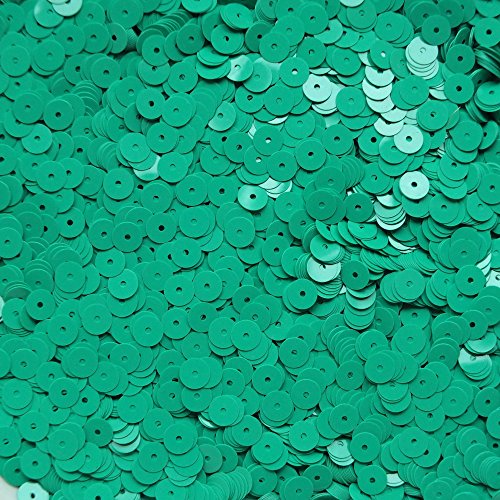 6mm Flat Round Sequins ~ Opaque Green ~ Made in USA. Loose paillettes for embroidery, bridal, applique, arts, crafts, and embellishment.