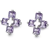 WCRAZYE Stainless Steel Small Cross Stud Earrings for Women Handmade Simple Pave CZ Creative Personality Earrings Elegant Round Diamond Cross Stud Earrings Hypoallergenic Fashion Earrings Jewelry