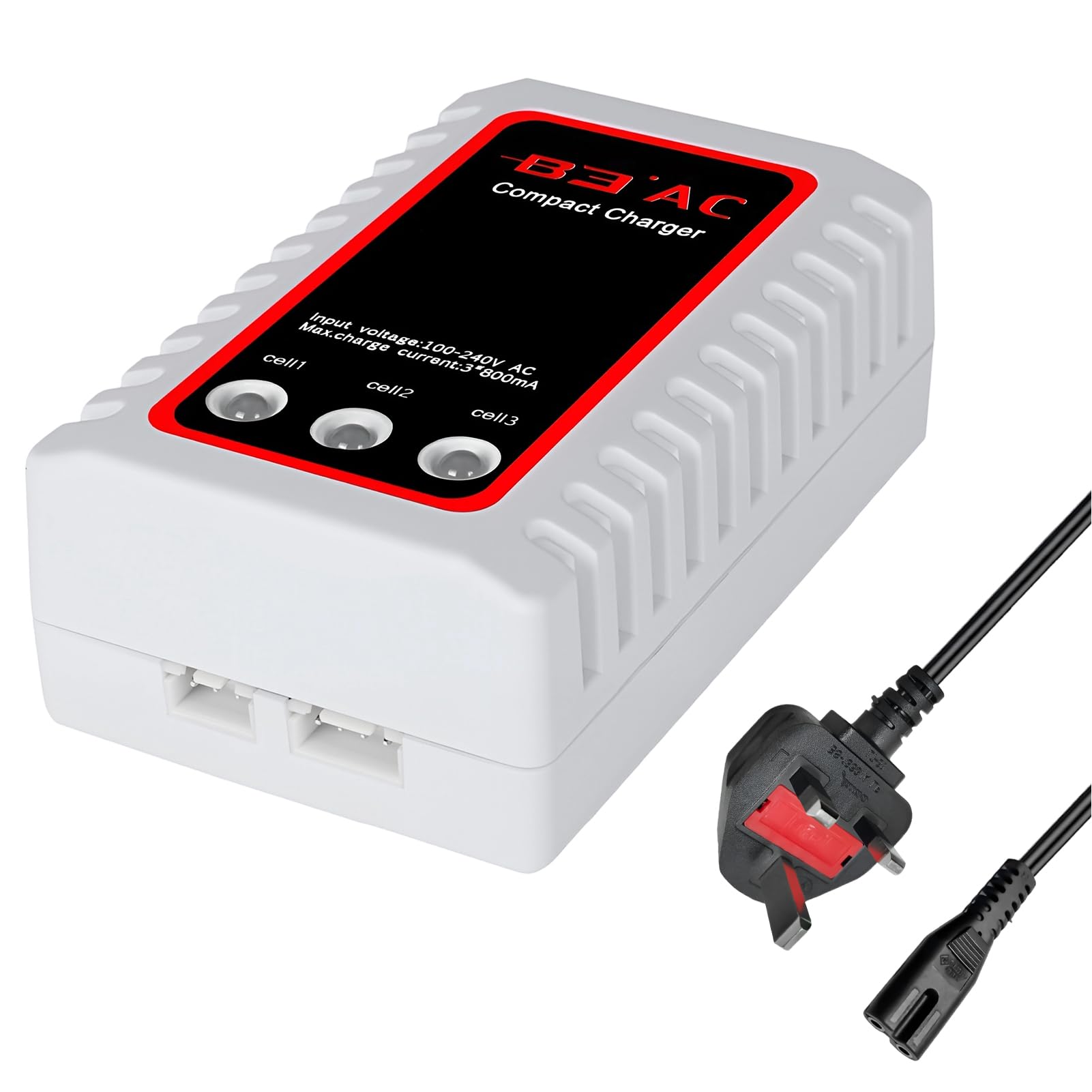 B3 Lipo Battery Charger for 2-3S Batteries Pack 7.4V-11.1V Compact Airsoft Battery Charger RC Balance Lipo Batteries Fast Charger 100-240V for RC Quadcopter Gun Drone Car Boat (White)