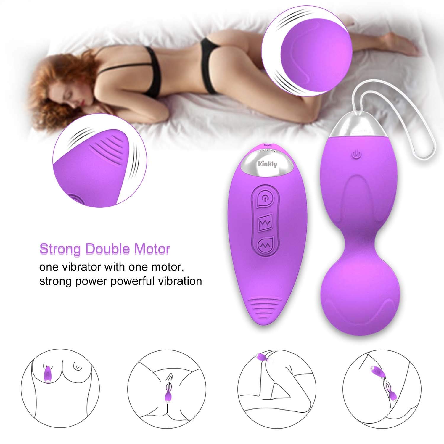 Liebeskugeln Vibration Silikon - Bullet Vibrator Für Sie Mit Fernbedienung, Beckenbodentraining Set Mit 10 Vibrationsprogrammen (Lila)