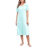 FEREMO 100% Cotton Nightgowns for Women Soft Lace Sleep Shirt Long Sleepwear