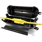 YOJOE Outdoor Extension Cord Cover IP44 Waterproof, Black Cord Protector Connector Electrical Safety Box to Protect String Lights Outdoor Plug, Outlet, Christmas Decorations Lights