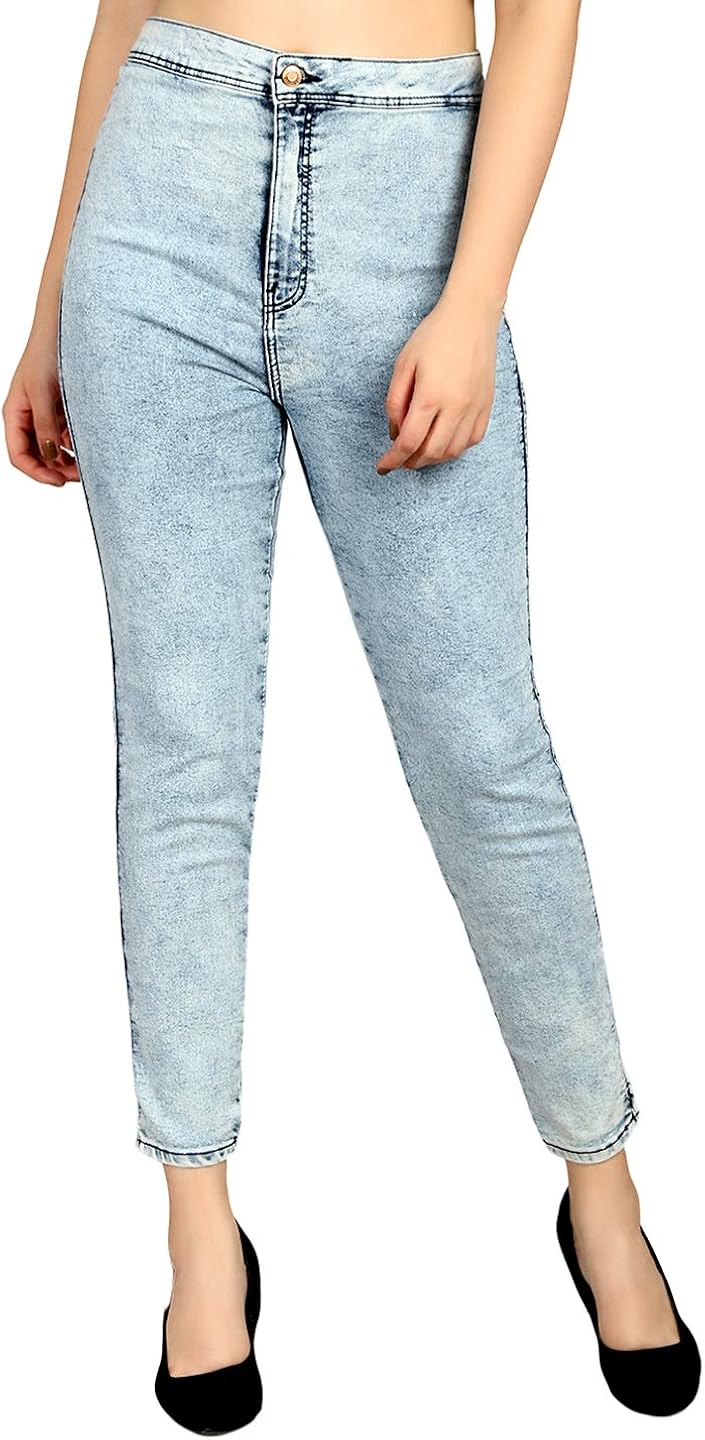 Buy KOTTY Women High Waist Skinny Fit Cotton Jeans (Sky Blue;4XL;38) at