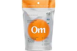 OM MUSHROOM SUPERFOOD Om Master Blend Mushroom Powder – Organic Mushroom Supplement with 10 Mushrooms and Ashwagandha - Support Immunity, Gut Health & Stress Relief, 3.17 oz (40 Servings)