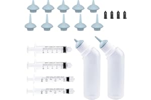 XUANDA Kitten Puppies Bottles for Nursing Kit,Pet Feeder Bottle with Feeding Nipple and Syringes for All Breed of Puppies Kittens and Other Animals (Grey)