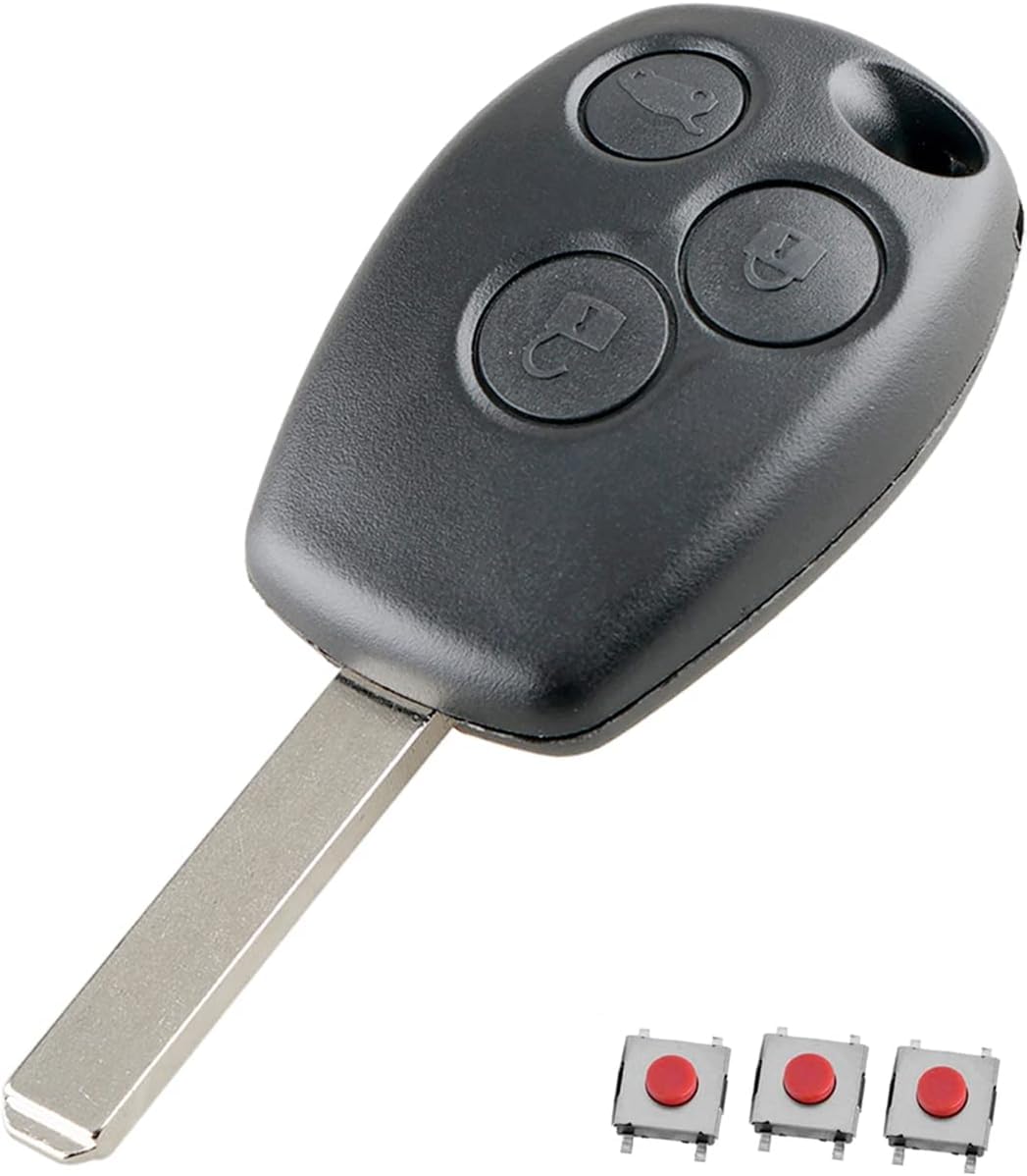 HooRLZ Key Fob Replacement Compatible with Vauxhall Vivaro Renault Clio Scenic Twingo Kangoo Modus Dacia Logan Remote Car Key Cover Case, 3 Button Clio Key Fob, Vauxhall Key Fob - With Blade