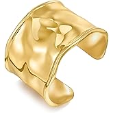 WOWORAMA Hammered Chunky Cuff Bracelets for Women Vintage Boho Wide Bangle Bracelets Irregular Statement Bracelet Thick Arm C