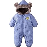 JiAmy Baby Snowsuit Newbron Hooded Winter Outfit Clothes Infant Warm Bear Onesie Zipper Coat Jumpsuit Romper
