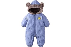 JiAmy Baby Snowsuit Newbron Hooded Winter Outfit Clothes Infant Warm Bear Onesie Zipper Coat Jumpsuit Romper
