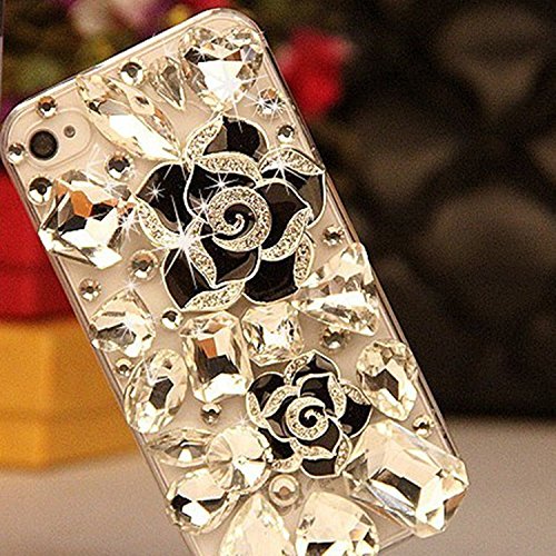 Iphone 6 Case, LU2000 Luxury 3D Diamond Crystals [Camelliae Series] Sparkle Bedazzled Jeweled Bling Phone Hard Case For Iphone 6 (4.7 inch) AT&T Verizon & Sprint - Black
