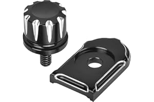BAKAFOH Motorcycle Knurled Stainless Steel Screw Seat Bolt with Knob Cover Tab Compatible for Harley Touring 1996-2024 Accessories Black
