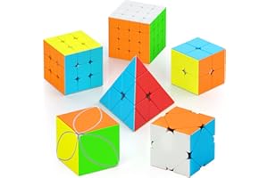 Vdealen Speed Cube Set, Magic Cube Pack of 2x2 3x3 4x4 Pyramid Skewb Ivy Stickerless Puzzle Cube Bundle, Christmas Birthday P