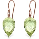 Galaxy Gold GG 19 CTW 14k Solid Rose Gold Fish Hook Earrings Briolette Green Amethyst