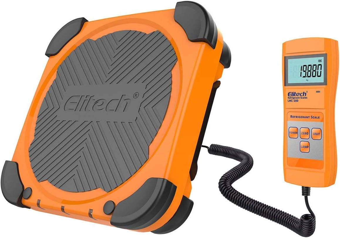 Elitech Electronic Refrigerant Scale 100 kg for HVAC and Auto AC with Portable Carrying Case and LCD Display Overweight Protection