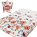Vaulia Lightweight Microfiber Sheets, Flower Printed Pattern, Red/Orange Full Size, 3-Piece Set (1 Fitted Sheet, 2 Pillowcases)