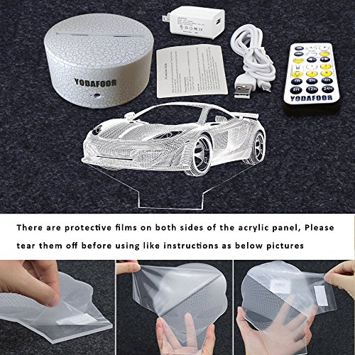 image for YODAFOOR 3D Night Lights for Kids Baby Teen 3D Toy Car Illusion Lamp, 