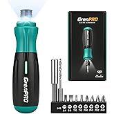 GRENPRO 4V Cordless Electric Screwdriver Set, 10 Magnetic Bits, LED Light | Built-In Non-Removable Battery with USB Charging, Forward/Reverse Control and Carrying Case for Home Repairs and DIY Tasks