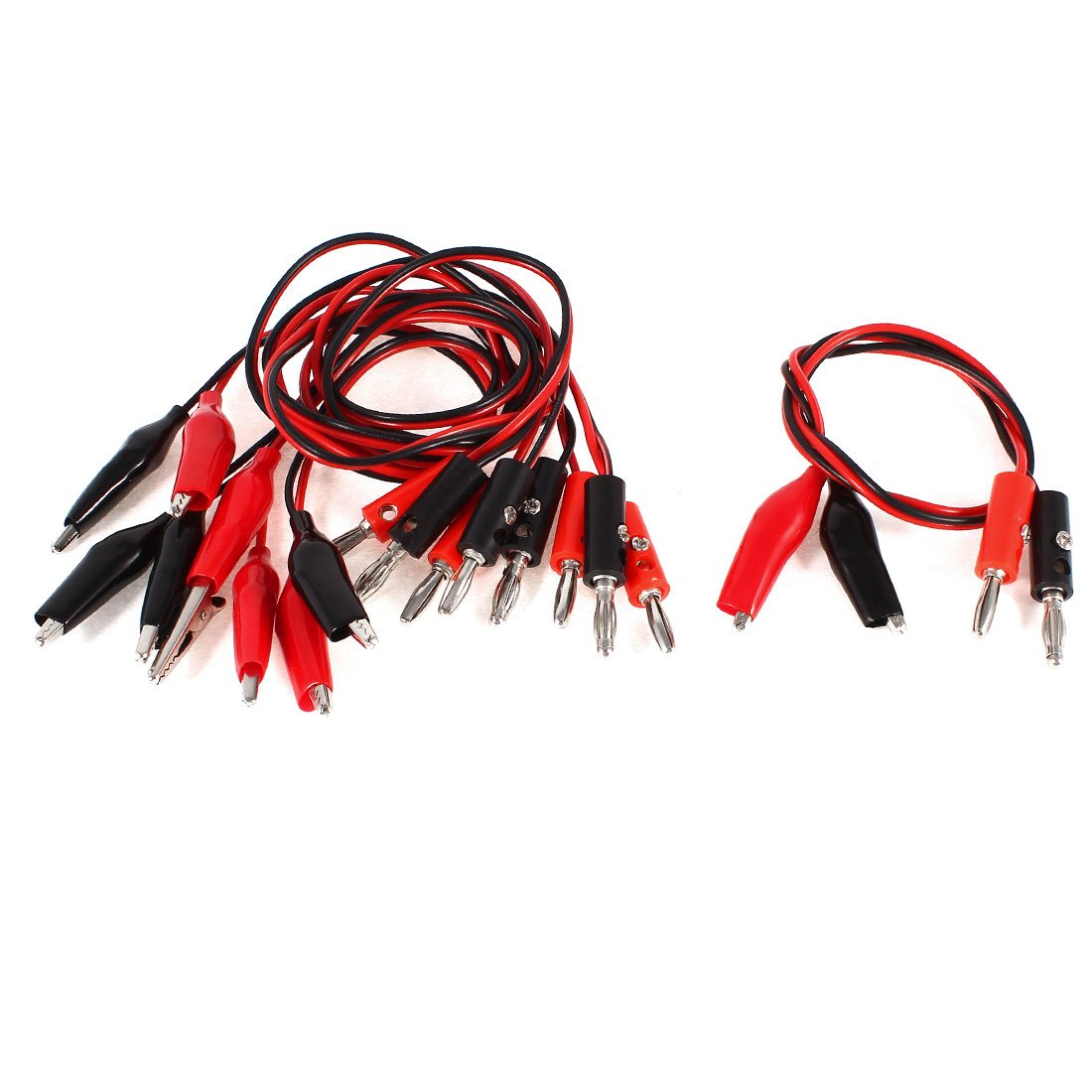 sourcingmap 5 Pairs Dual Alligator Clip to Banana Connector Probe Cable Test Lead 55cm 22" Long