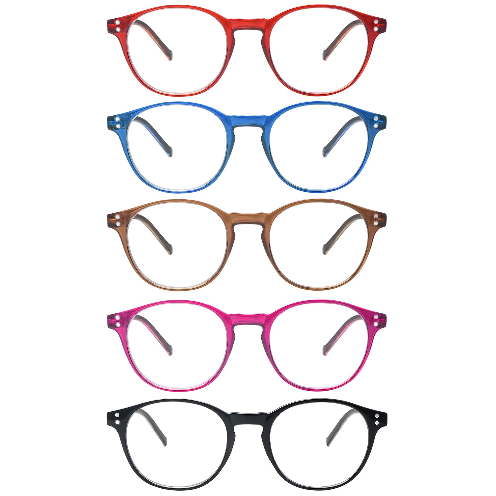 ZONLON 5 Pack Retro Reading Glasses Men Women Blue Light Blocking Lightweight Computer Readers with Spring Hinges (5 multicolor C3 3.5 +)