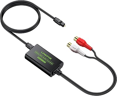 LiNKFOR 192kHz Optical to RCA Converter SPDIF to Analog DAC with Amplifier