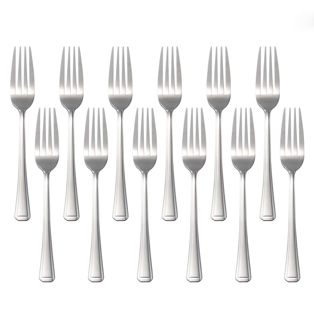 Silver 12 Pieces Stainless Steel Dinner Forks, Buyer Star Utensil Kit, Classial Tableware for Restaurant