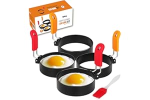 Yubng 3.5 inch Egg Rings for Frying Eggs,4 Pack Non-Stick Egg Patty Maker, Pancake Mold for Indoor Camping Breakfast Sandwiches Egg Mcmuffins (4 pack, 3.5inch)