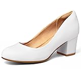 mysoft Women's Pumps Low Chunky Block Heel Round