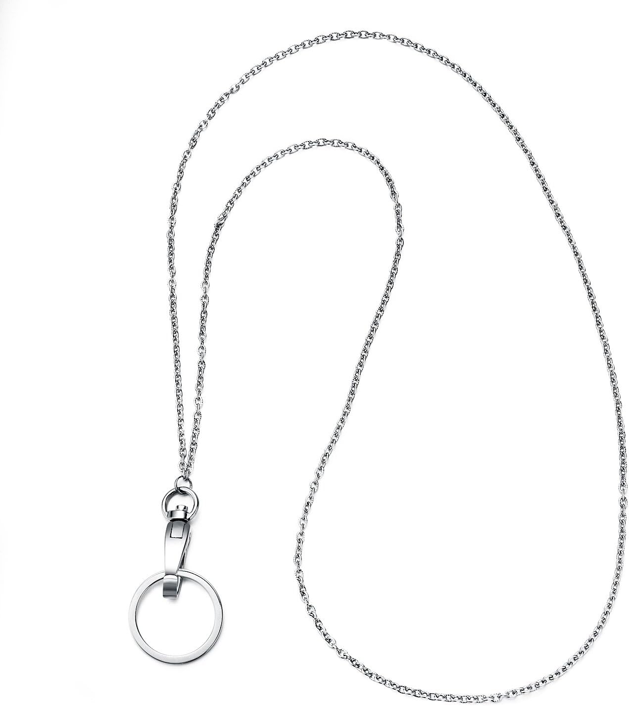 wisdompro Fashion Lanyard chain for Neck Women 19 inch Necklace Lanyard with Metal Clasp and Ring for Keys and ID Card Badge Holders (O-Ring Chain) - Image 3