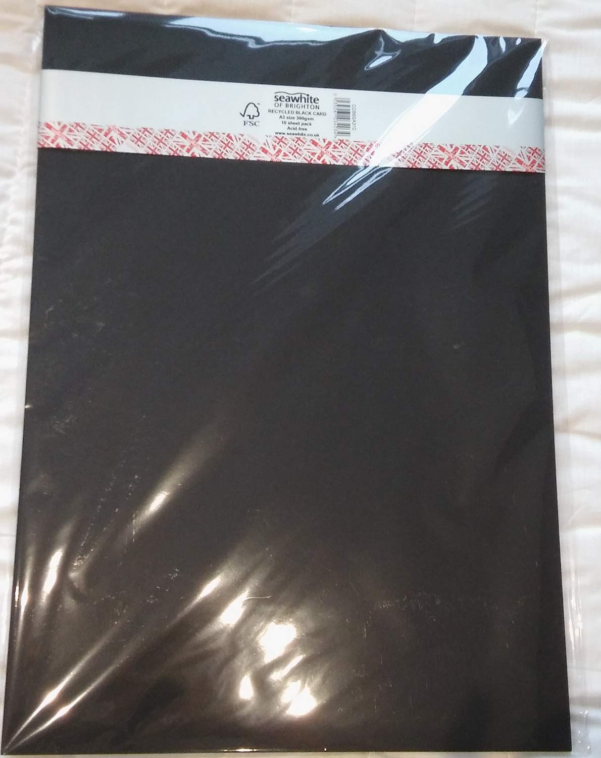 Seawhite - 10 Sheets Pack - A3 - Recycled Black Cards - 300gsm - Acid Free - Suitable for Pencils, Collages, etc. - Ideal for Students and Professional Artists