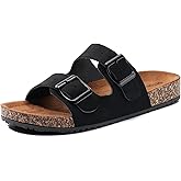 GETOEU Women Cork Sandals Adjustable Buckle Strap Cork Footbed Sandal Arch Support Casual Slip‑On Outdoor Slide Sandals