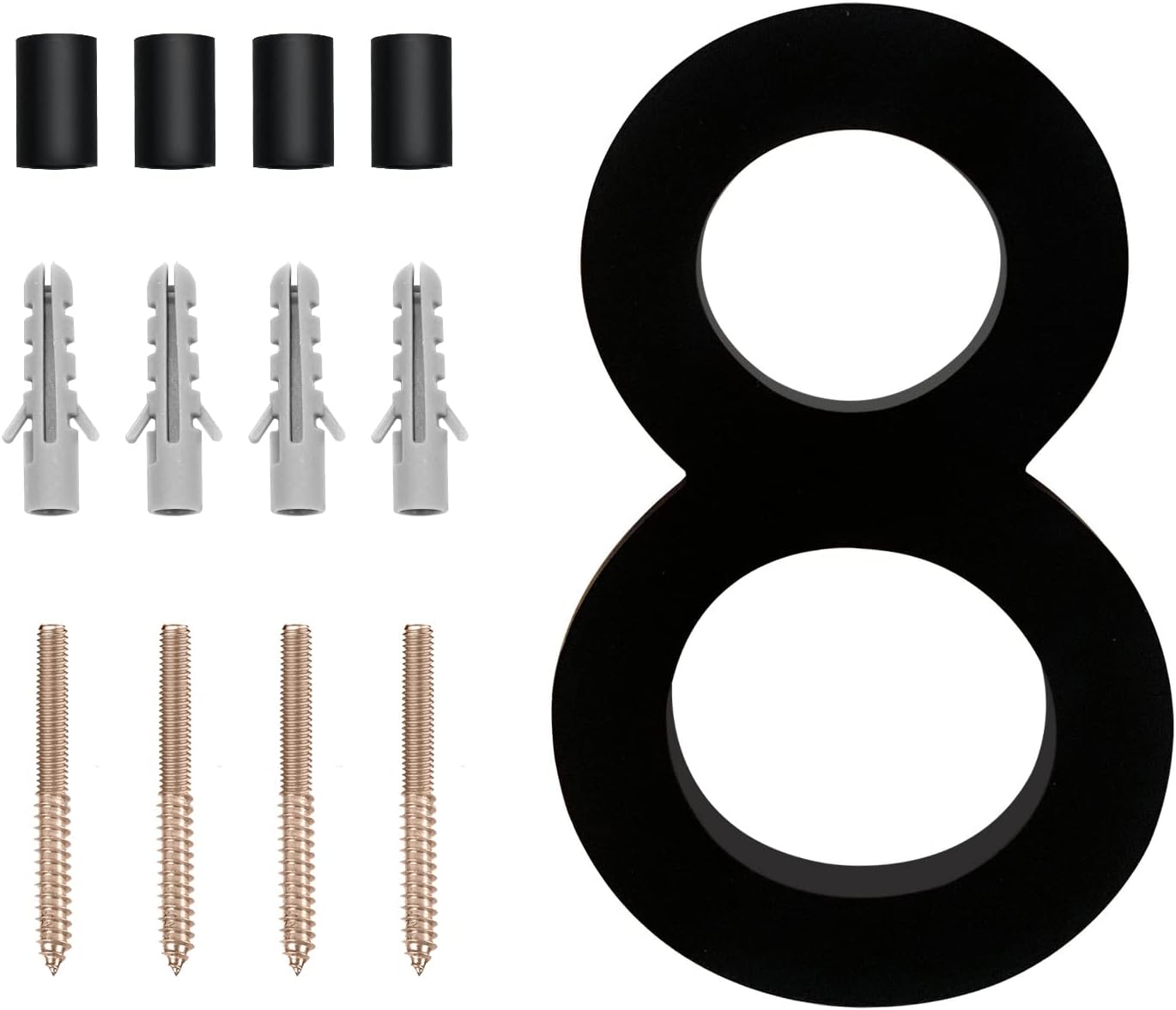 Address Signs - 5 inch Floating House Number, Modern House Numbers, for Outdoor Mailbox Yard Home Wall DoorGarage Gate with Nail Kit, Coated Black, 911 Visibility Signage (8)