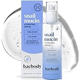 Baebody Snail Mucin Serum Moisturizer 3.38 fl.oz 100ml, Hydrating Serum for Face with Collagen - Snail Mucin Moisturizer For Youthful Smooth Skin