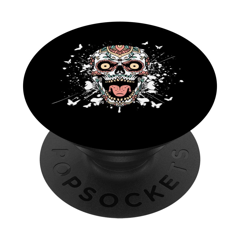 Sugar Skull Butterfly Halloween Trick Or Treat Pumpkin Gift PopSockets Grip and Stand for Phones and Tablets