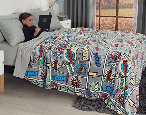 POP,POW,BANG,ZAP,BOOM,SPLASH COMIC BOYS TEENS LIGHT BLANKET VERY SOFTY QUEEN