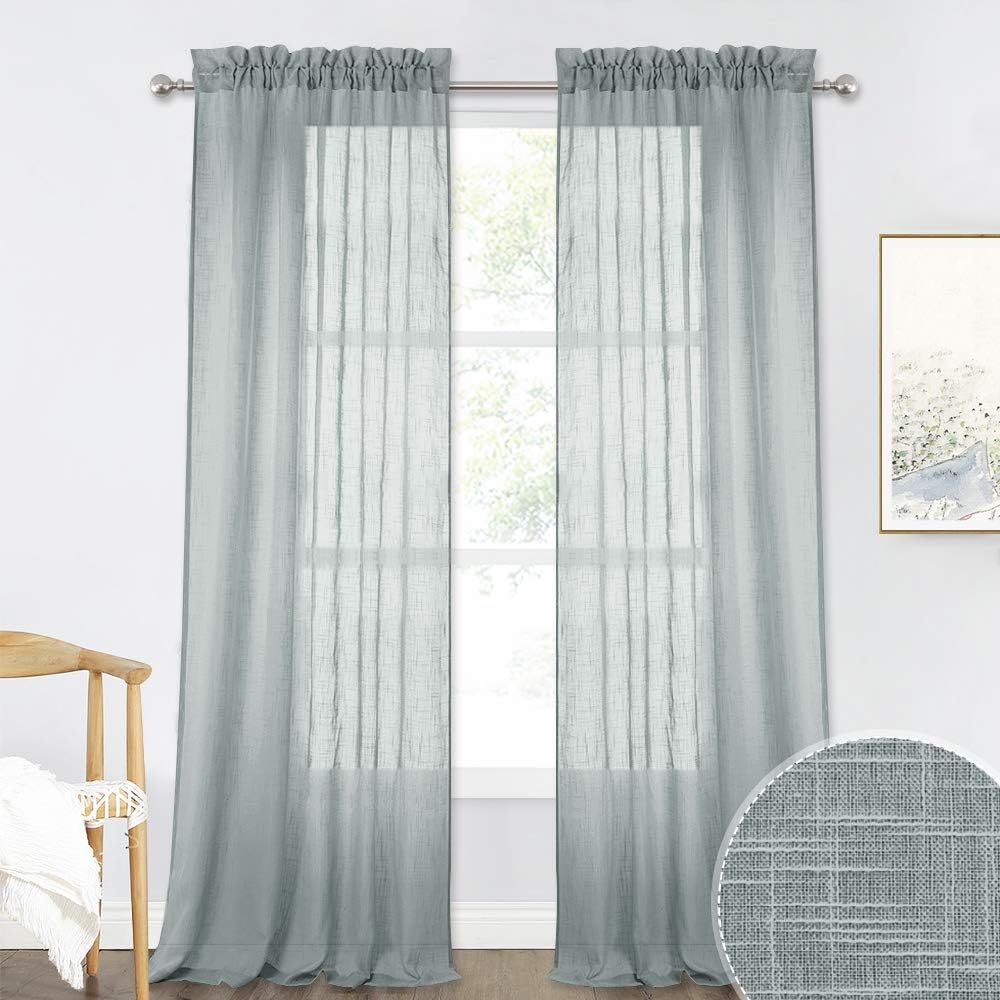 Amazon Com Ryb Home Curtains Sliding Door Texture Sheer Curtains