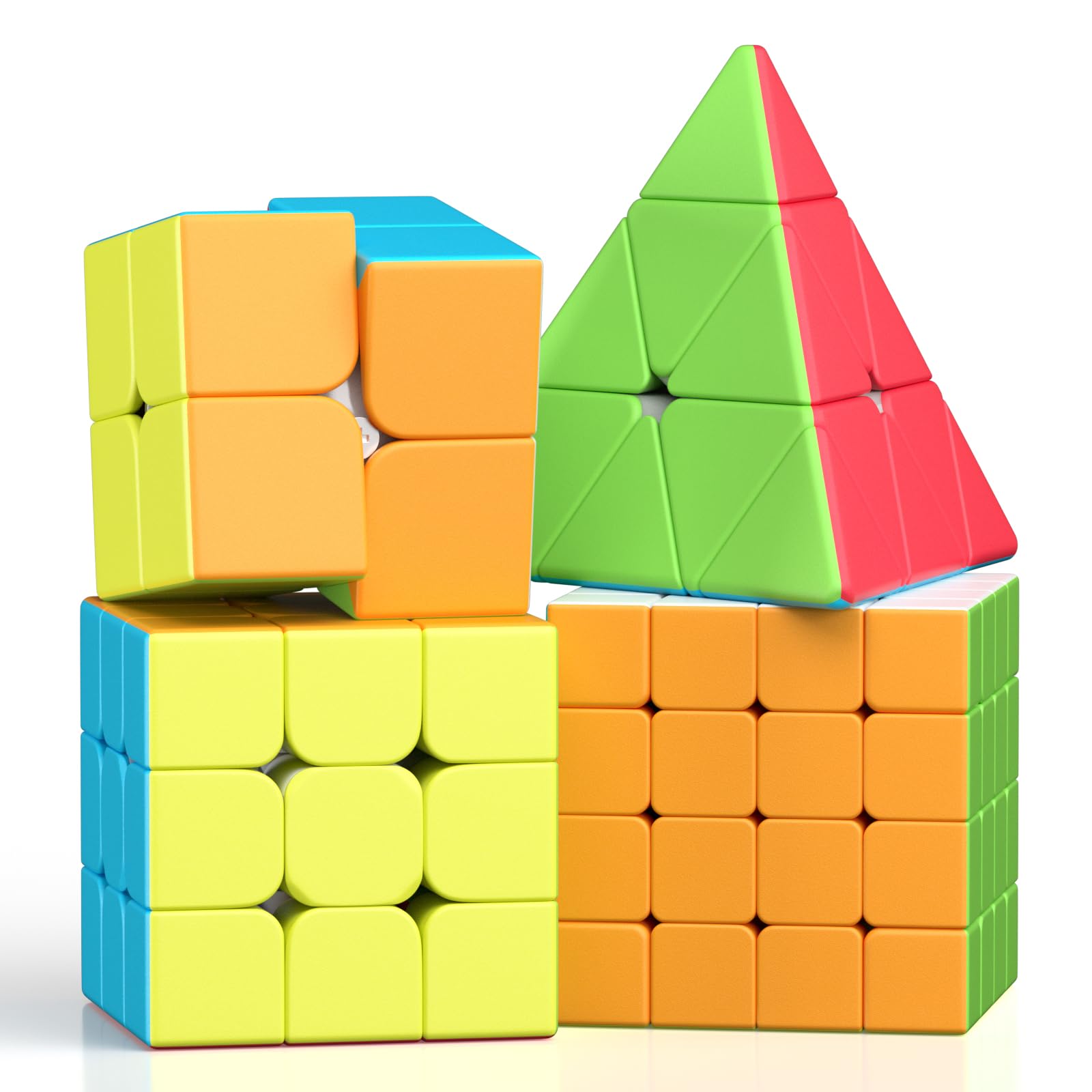 ROXENDA Speed Cube Set, 2X2 3X3 4X4 Pyramid Fast Cube Stickerless with Instruction [4 Pack] (Stickerless Cube Set) — image 1