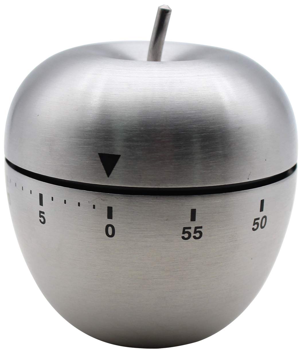 Ranvi Kitchen Timer, Apple-Shaped Stainless Steel Mechanical Rotating Timer, 60 Minutes Cooking