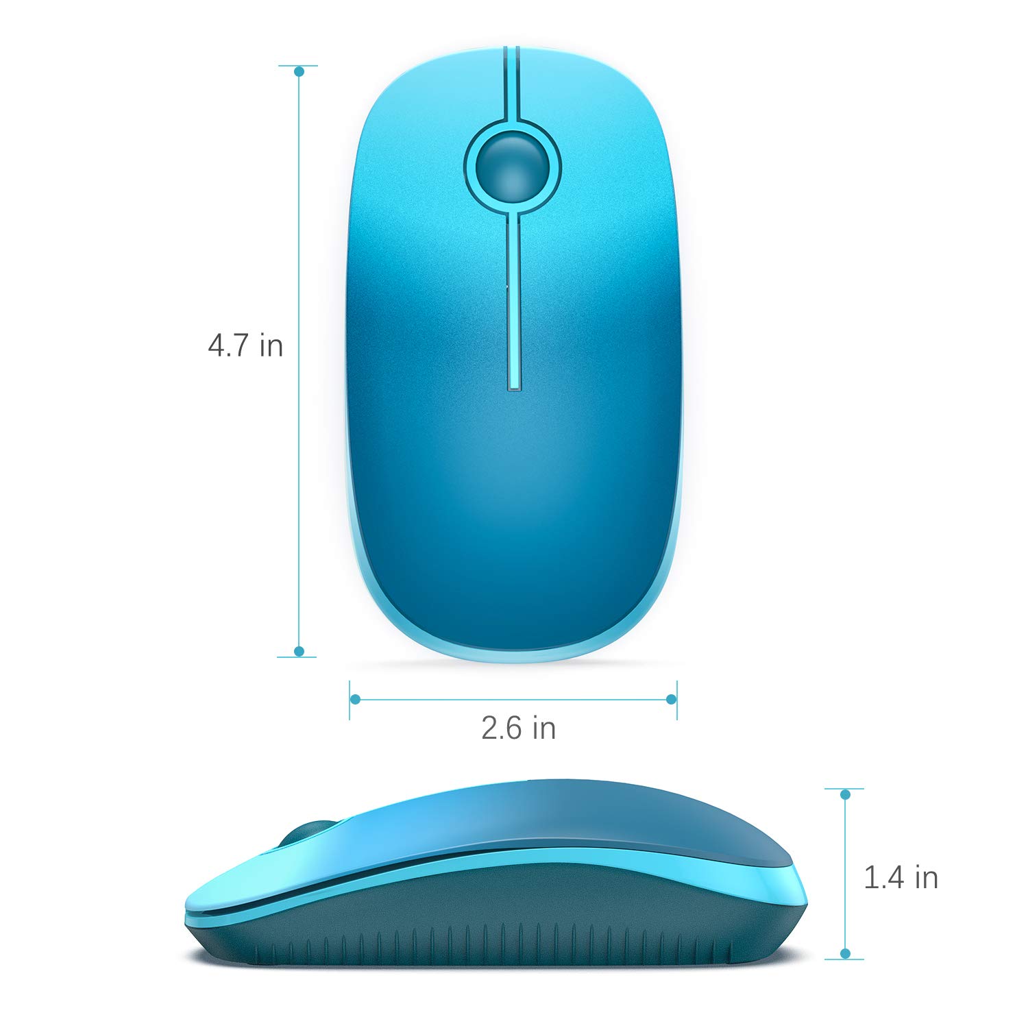 VssoPlor Wireless Mouse, 2.4G Slim Portable Computer Mice with Nano Receiver Quiet Silent Optical Laptop Mouse for Notebook, PC, Laptop, Computer-Gradient Blue