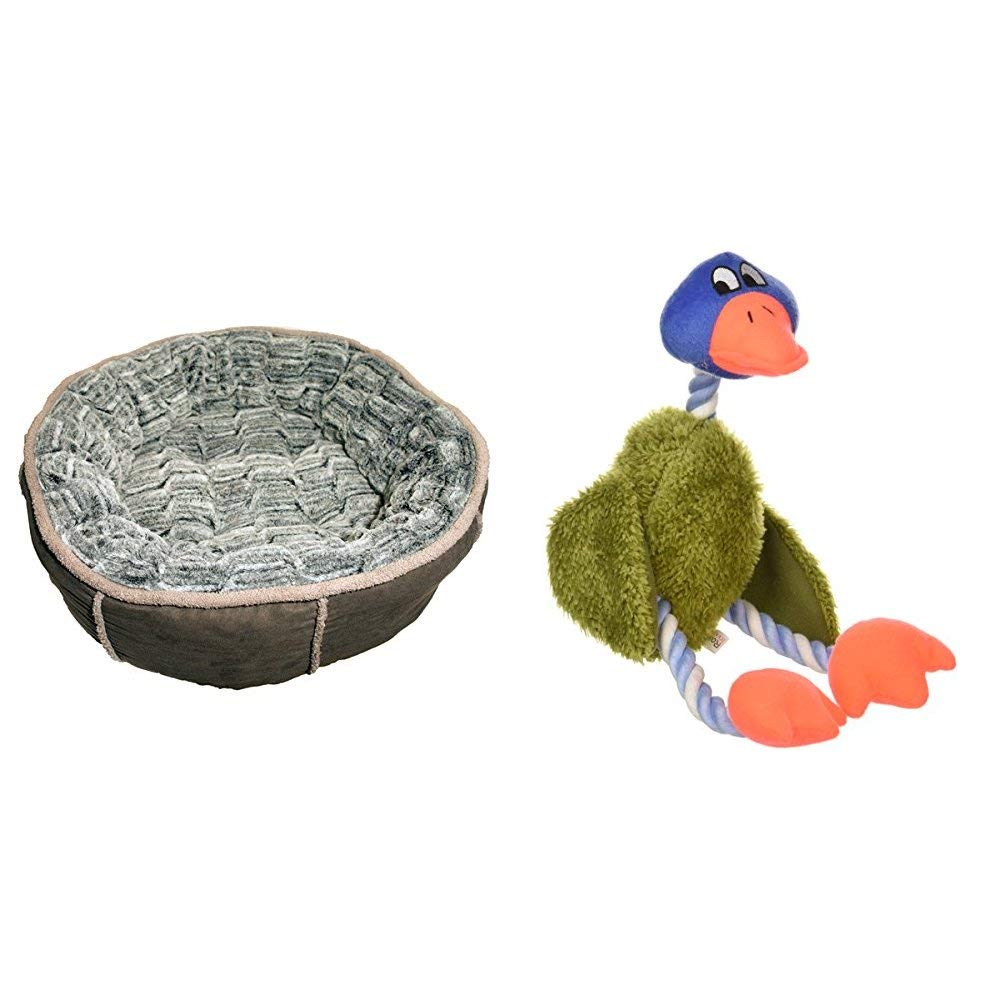 Rosewood Soft Luxurious and Comfortable Cat Dog Donut Bed with Anti Slip Base with Rosewood Delia Duck Dog Toy