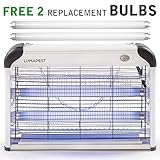 LumaPest Bug Zapper & Indoor Electric Insect Killer: Powerful 2800V 20W Bulbs Protection Against Flies - Mosquitoes Pests | Covers 6,000 Sq. Ft. | Free 2-Pack Replacement Bulbs Included